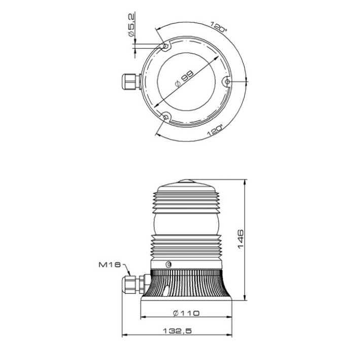 Girofar Industrial  xenon 230V AC iluminare Flash Xenon